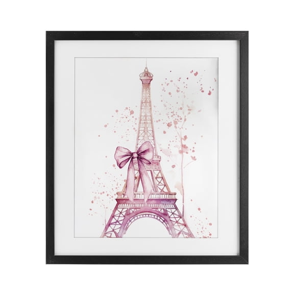 Stupell Industries Glam Bow Bedecked Paris Tower Black Framed Print Under Glass, 13 x 16, by Kim Allen