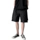 thumbnail image 2 of Pantalones cortos de doble capa para hombre, pantalones cortos hasta la rodilla con cordón y bolsillo lateral, pantalones cortos falsos de dos piezas para caballeros, 2 of 8