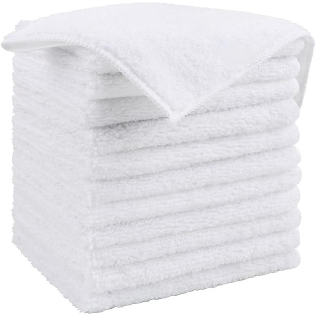 HOMEXCEL Microfiber Cleaning Cloth, 12 Pack Premium Microfiber Towels for Cars, Lint Free, Scratch-Free, Highly Absorbent, Reusable Cleaning Rags for Car, Household, Kitchen, Window, 11.5"X11.5" White