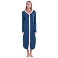 thumbnail image 3 of Newway Women's Nightdress Solid Color Pocket Leisure Wear Knee Length Nightdress Contrast Color Long Sleeved Nightdress, 3 of 5