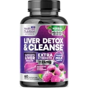 Liver Cleanse Detox & Repair Supplement - 1100mg Herbal Liver Complex - Milk Thistle with Silymarin, Dandelion, Artichoke Extract, Turmeric & Beetroot - Natural & Gentle Liver Support - 60 Capsules