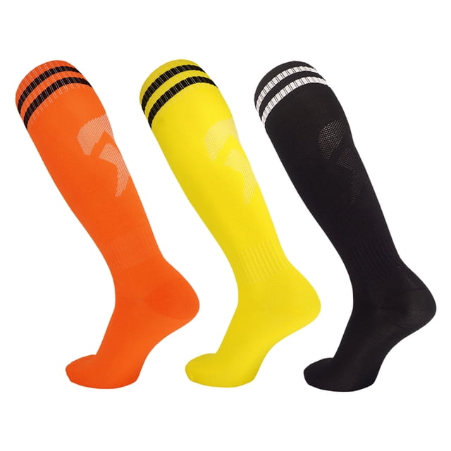 Kids Knee High Soccer Socks - 3 Pairs Long Football Socks
