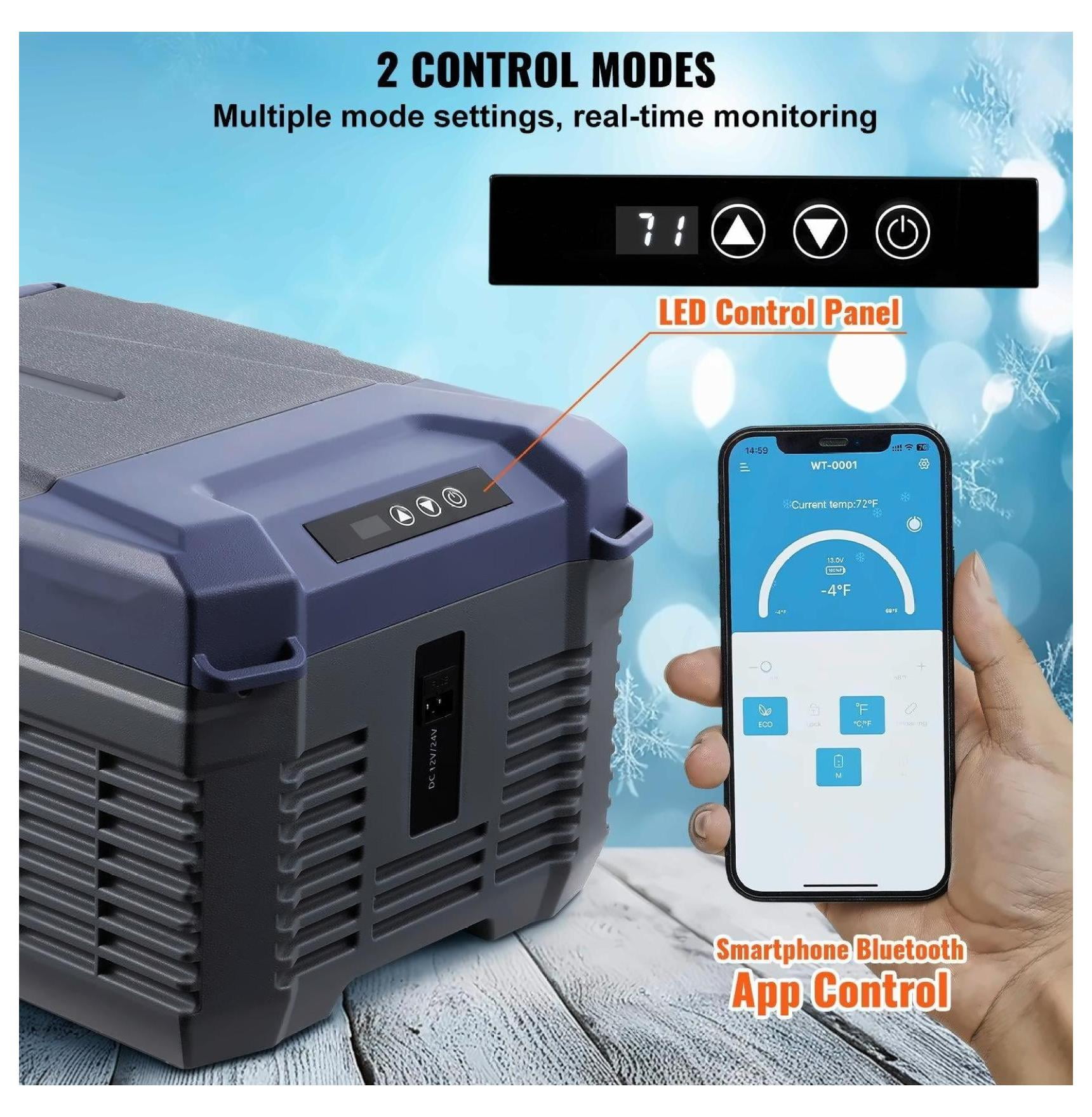 Portable Car Refrigerator Freezer 9L Compressor Fridge - Fast Cooling, Single Zone - for Car, Home, RV & Travel - Adjustable Temp -4°F to 68°F