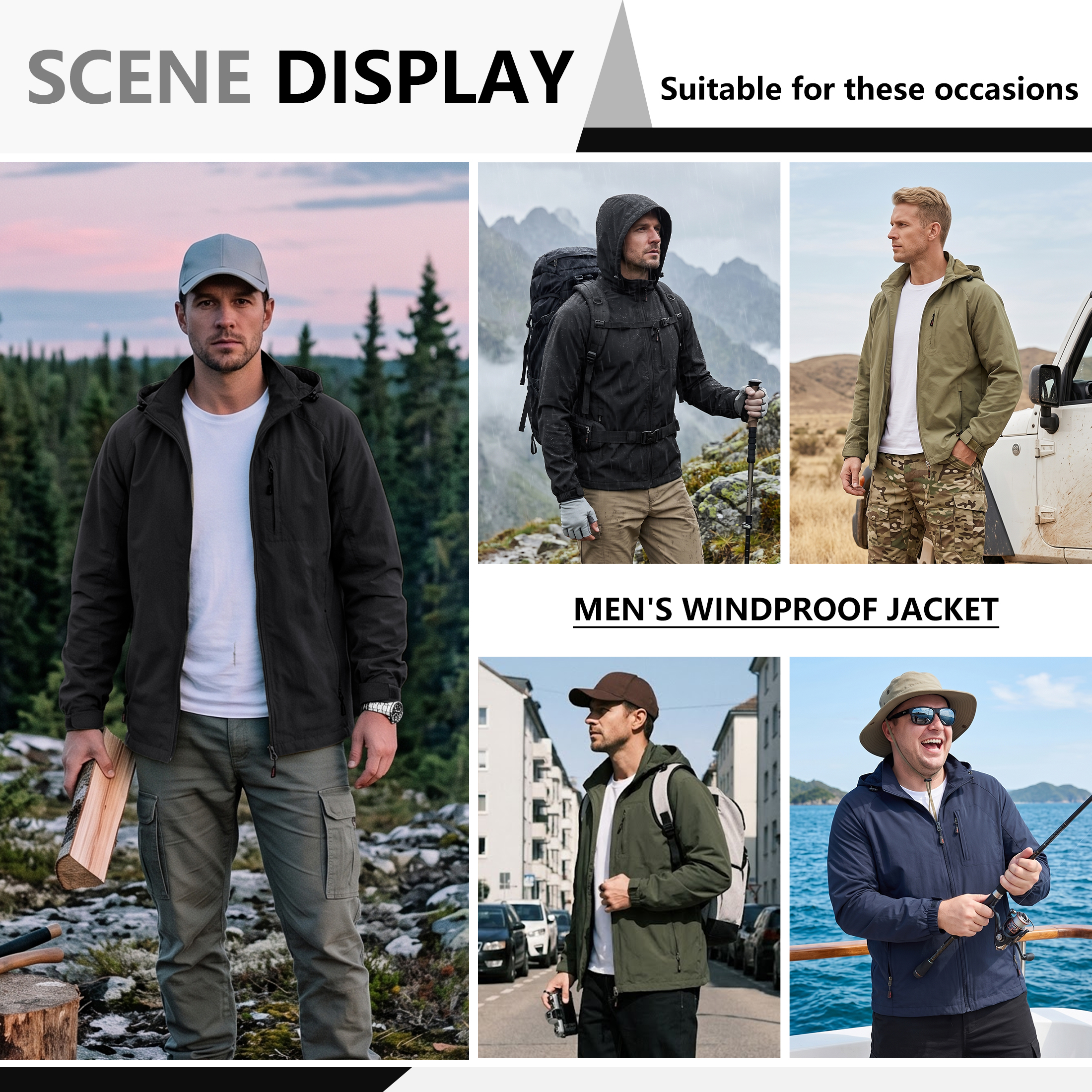 Iceglad Men's Lightweight Windbreaker Jacket with Detachable Hood photo 3