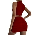 thumbnail image 2 of Women Hollow Out Crop Top & Skirt Set - Sexy Bodycon Dress, Polyester Spandex, Club Party Outfit for Night Events, 2 of 4