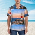 thumbnail image 2 of Pofeuu Lighthous1 Print Hawaiian Shirt for Men Sleeves Casual Button Down Summer Beach Dress Shirts T-Shirts,3X-Large, 2 of 7