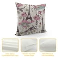 thumbnail image 4 of Eiffel Tower Throw Pillow Cushion Cover, in Paris Theme Flowers Hot Air Balloon , Decorative Square Accent Pillow Case, Pale Pink White, 4 of 5