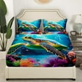 thumbnail image 3 of Erosebridal Sea Turtle Sheet Set Twin, Underwater World Bedding Sets Twin Size, Colorful Coral Decor, 3 of 7