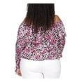 thumbnail image 2 of MICHAEL MICHAEL KORS Womens Pink Ruffled Tie Unlined Floral 3/4 Sleeve Off Shoulder Blouse Plus 2X, 2 of 4