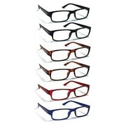 6 Pack Reading Glasses by BOOST EYEWEAR, Traditional Frames in Black, Tortoise Shell, Blue and Red, for Men and Women, with Comfort Spring Loaded Hinges, Assorted Colors, 6 Pairs (+2.50)
