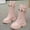 Pink, variant on Girls Riding Boots, Windproof Lace-up Mid-Calf Thermal Winter Shoes Black Size 2(Big Kids)
