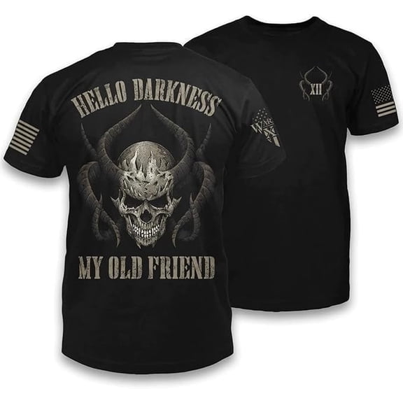 Warrior USA Hello Darkness My Old Friend - Cotton Blend, Screen Printed in The USA, American Made, Regular Fit, Black, 3X-Large