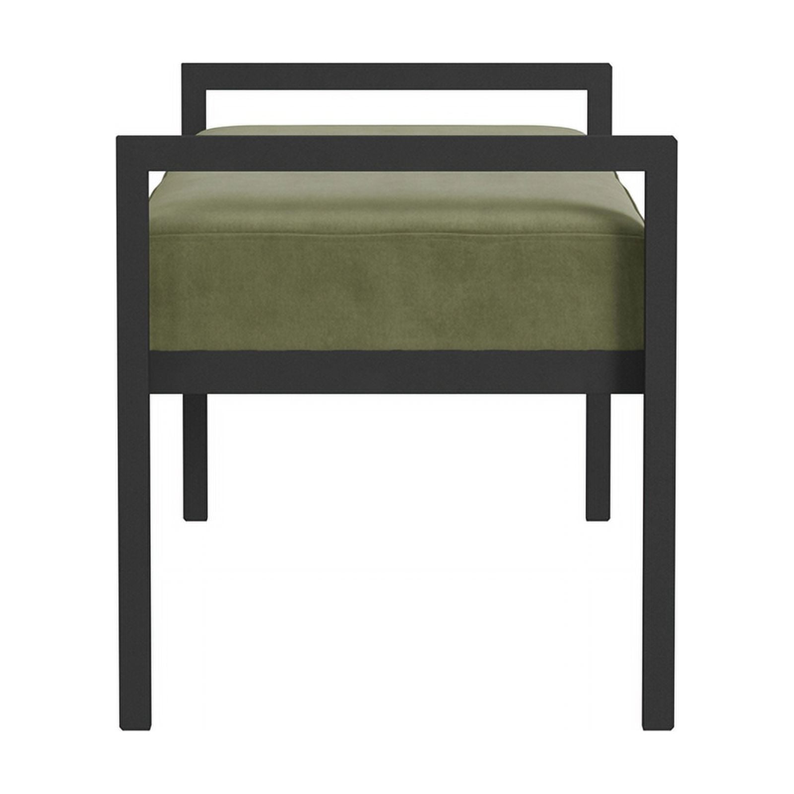 HomePop Modern Metal & Velvet Bench, 49.5"W x 17.25"D x 19"H, Light Sage Green/Black