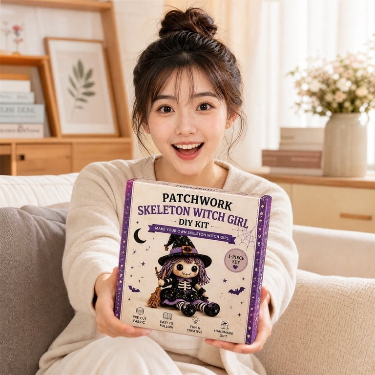 Patchwork Skeleton Witch Girl DIY Kit, Eerily Cute Witchgirls