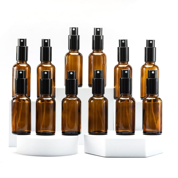 Botellas de aerosol YIZHAO de vidrio ámbar de 30 ml con aerosol de niebla fina, 12 unidades