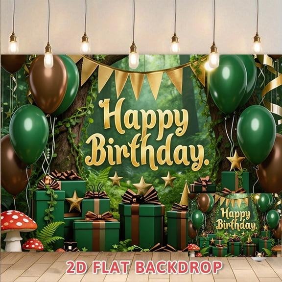 Forest Themed Birthday Backdrop,Vintage Woodland Party Decor Background,Perfect For Birthday Banquet Scene Decoration Supplies,Photo Booth Prop For Birthday Celebrations