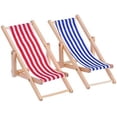 thumbnail image 1 of 2 piezas 1:12 silla de playa plegable de madera en miniatura tumbona Mini muebles accesorios con rayas rojas/azules para interior y exterior, 1 of 1