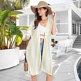 thumbnail image 4 of Beach Vacation Clothes Kimono Cardigan Loose Swimsuit Cover Up for Women Light Yellow and White Stripes M, 4 of 6