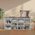 Shoe Storage Bench, Cubby Shoe Rack Entryway Bench, 3Tier Shoe Rack