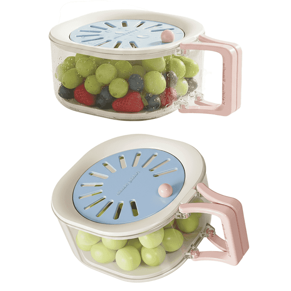 CasaVibe 2Pk 3-in-1 Fruit Cleaner & Veggie Wash Bowl Strainer - Collapsible Fruit & Berry Basket & Fridge Storage