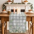 thumbnail image 2 of Table Runner 48 Inches Long for Kitchen Dining, Watercolor Floral Dresser Scarf Farmhouse, Dining Table Decorations for Wedding/Parties, Spring Flowers Leaves Plants Gray Plaid 13 x 48 In, 2 of 8