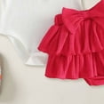 thumbnail image 4 of mgoYE 0-3 Months Baby Girl Clothes Baby Girl Clothes Strawberry Short Sleeve Ribbed Knit Romper Tops + Tutu Skirt Shorts + Cute Headband 3pcs Set(Red,6-12 Months), 4 of 8