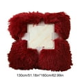 thumbnail image 3 of Surpdew Decorative Soft Long Pile Fluffy Faux Throw Blanket 50" X 60", Solid Luxury Fuzzy Plush Blanket For Couch Sofa Bed, Accent Shaggy Lightweight Blankets For Pet,Thick,Warm Wine, 3 of 6
