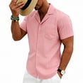 thumbnail image 4 of Men's Cotton Linen Henley Shirt Short Sleeve Mandarin Collar 2 Button Placket Regular Fit Casual Summer Beach Tops for Daily Vacation Wear,S, 4 of 9