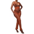 thumbnail image 4 of Txlixc Suéter de playa de mono femenino suéter de playa transparente hueco sólido cuello V sin mangas mono largo bañador bikini Txlixc  moda, 4 of 7