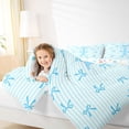 thumbnail image 3 of Manfei Kids Blue Letter Monogrammed T Queen Comforter Set 3pcs,Cartoon Bowknot Stripes Bedding Comforter Set for Teens Girls,Luxury Bedroom Decor, 3 of 6