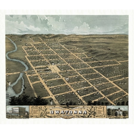 Old Map of Owatonna Minnesota 1870 Steele County Stretched Canvas -  (36 x (Best Of Lex Steele)