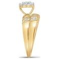 thumbnail image 4 of 10kt Yellow Gold His Hers Round Diamond Cluster Matching Wedding Set 1/10 Cttw, 4 of 5