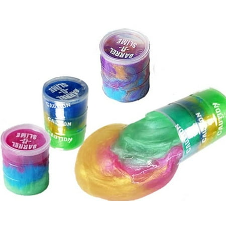 4 Big 5 oz Rainbow Multicolor Slime Assorted Colors in Each Barrel of Slime Kit, (Best Slime In The World)