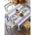 thumbnail image 6 of Purple Grey Stripe Table Cloth, Modern Farmhouse Vertical Striped Waterproof Tablecloth for Square Tables, Reusable Washable Fabric Table Cover for Restaurant Kitchen Dining Tables 60"x60", 6 of 6