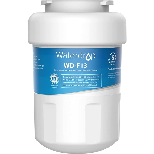 Waterdrop MWF Refrigerator Water Filter, Replacement for GE® SmartWater MWF, MWFINT, MWFP, MWFA, GWF, HDX FMG-1, GSE25GSHECSS, WFC1201, RWF1060, 197D6321P006, Kenmore 9991, r-9991(package may vary)