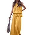 thumbnail image 3 of Women Summer 2 Piece Outfits Sleeveless Ruffle Top Wide Leg Pants Set with Pockets Yellow XXL, 3 of 8