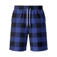 thumbnail image 4 of Delconic Men Classic Buffalo Plaid Quick Dry Casual Shorts Skin Friendly Elastic Waist Deep Side Storage Pockets Short Trousers For Spring Summer Commute Walking Blue L, 4 of 5
