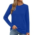 thumbnail image 2 of Long Sleeve Shirts for Women Casual Crew Neck Basic Fall Tops Loose Fit Comfy Blue M, 2 of 8