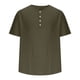 thumbnail image 4 of Blusas y camisas de manga corta y cuello redondo para hombre, estilo casual y moderno, de color liso, con botones, abertura en el dobladillo y manga corta., 4 of 5