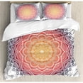 thumbnail image 3 of Mandala Duvet Cover Set Twin Size, Geometric National Kaleidoscope Motif with Gradient Tone Effects Petal Heart Forms, Decorative 2 Piece Bedding Set with 1 Pillow Sham, Multicolor, by Ambesonne, 3 of 3