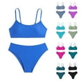 thumbnail image 2 of 2026 New High Waisted Bikini Sets Sporty Two Piece Swimsuits Color Block Cheeky High Cut Bathing Suits, Bikini Swimsuit Set - Teen Two Piece Swimwear for for 8-14 Years (Light Blue, 12-13 Years), 2 of 4