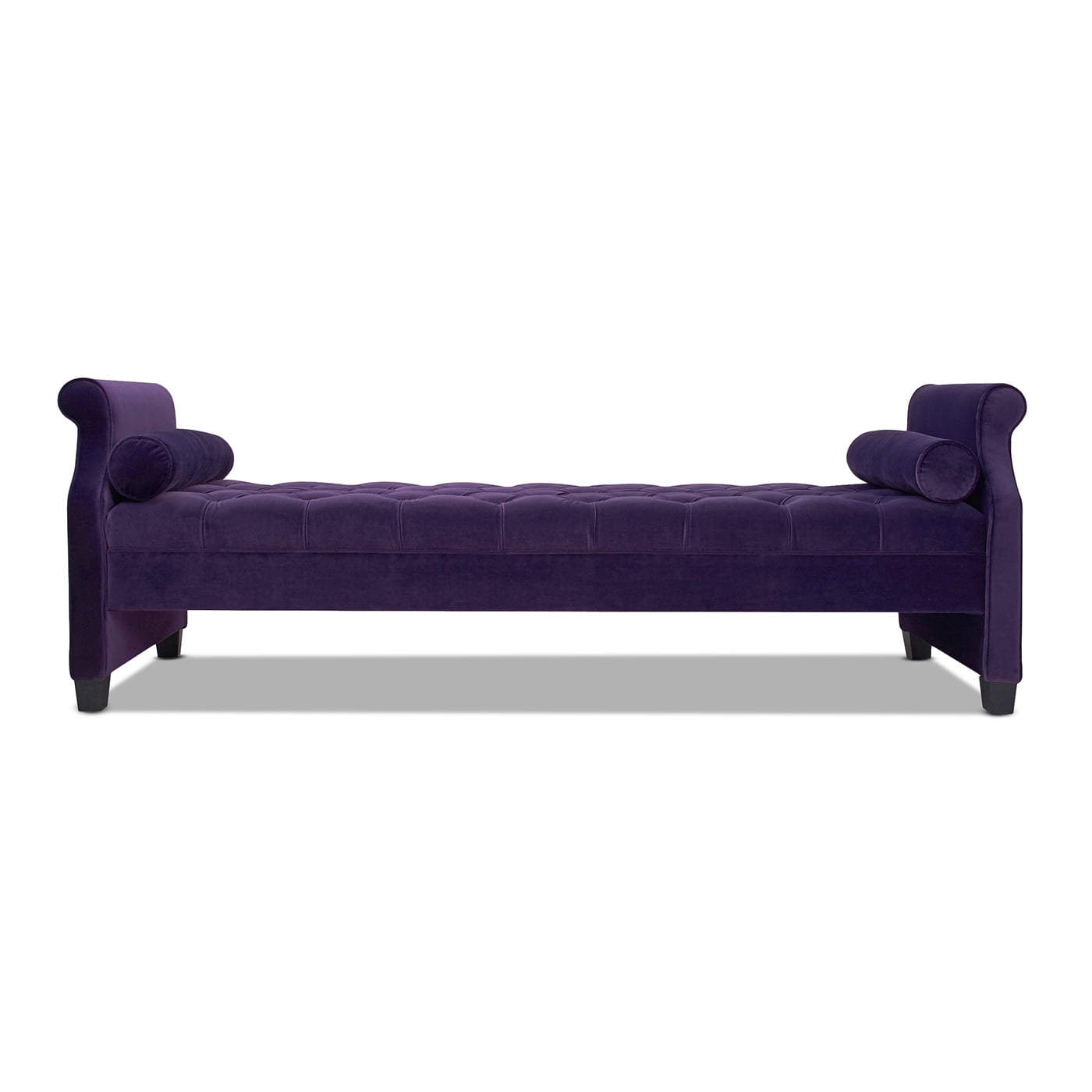 Eliza Roll Arm Sofa Bed with Bolster Pillows, Purple