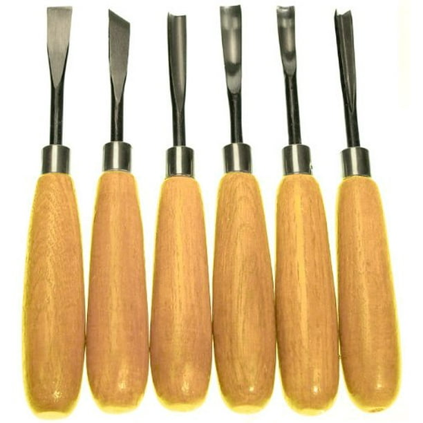 National Artcraft Wood Carvers 6 Piece Basic Tool Set With Straight Handles Has All The
