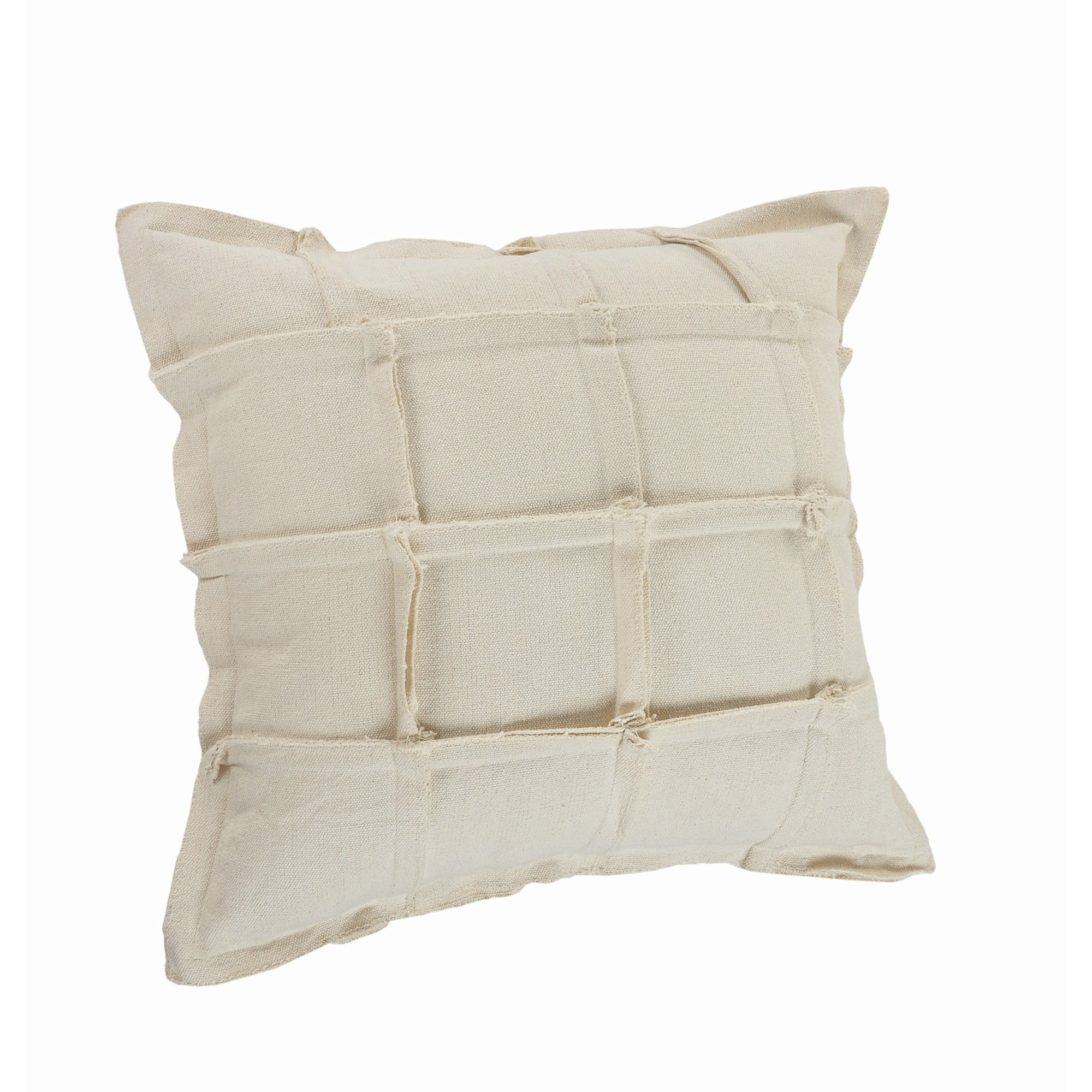 Laddha Home Designs Handwoven Over Tufted Grid Cotton Throw Pillow Cover - 20" - Cream