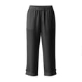 thumbnail image 7 of hoksml Girls Cotton Linen-Look Capri Pants, Kids Elastic Waist Casual Pants with Pockets, 7 of 7