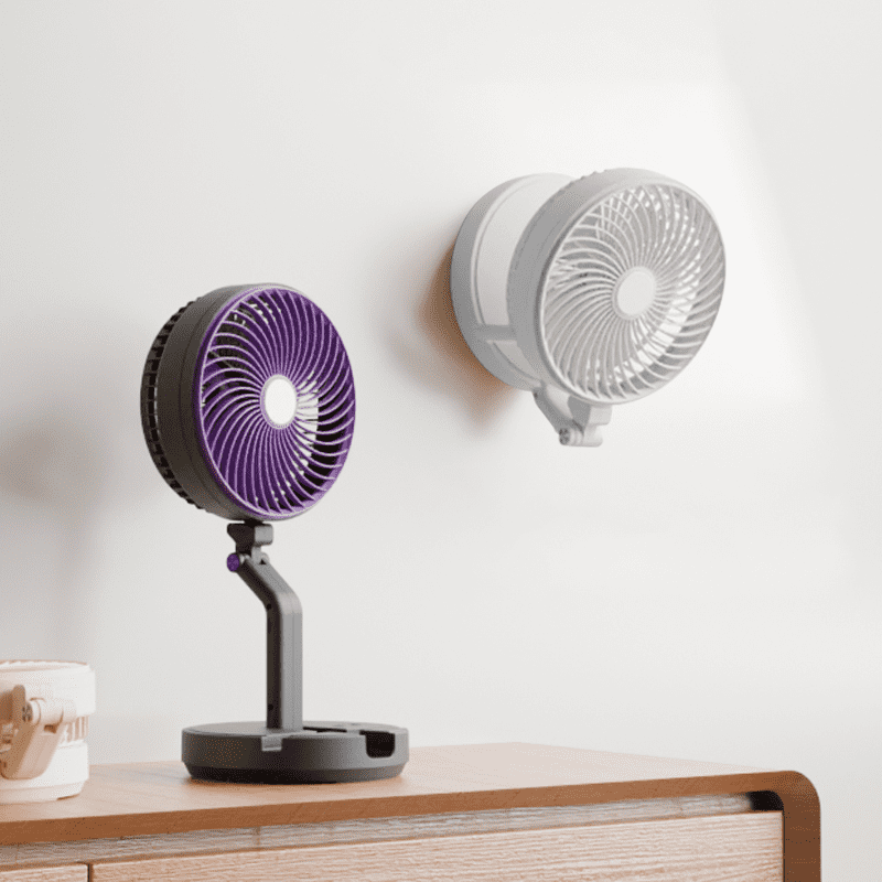 Multifunctional Electric Desktop Fan Fold Portable Home Air cooler Fan Wall Rechargeable fan