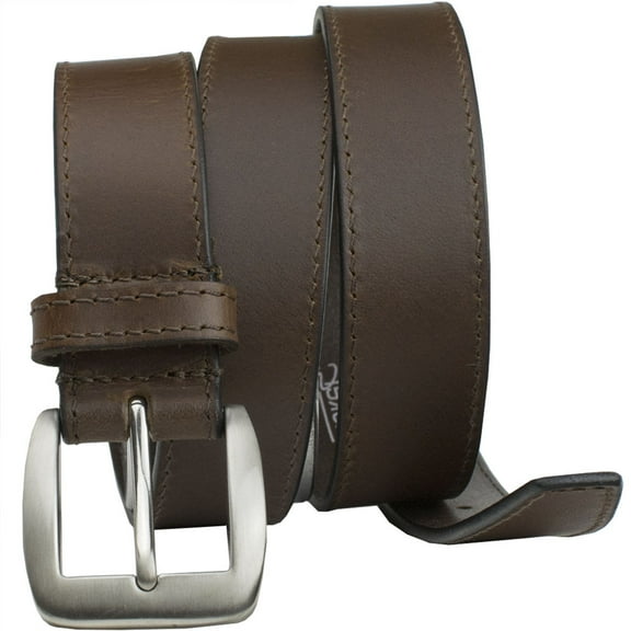 Casual Brown Leather Belt by Nickel Smart® | Nickel Free Buckle with Brown Leather Strap, Hypoallergenic Buckle Means NO Stomach Rash, Casual Brown Leather Belt