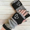 thumbnail image 1 of Embroidery Splicing Knitted Gloves Warm Gloves Fashion Leaky Finger Casual Women's Glove, 1 of 2