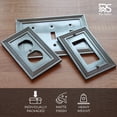 thumbnail image 5 of Rio Salto Estate Collection Brushed Nickel Silver Decorative Rocker Light Switch Plate Outlet Cover Wall Plate 4 Pack  1 Gang 5" x 3.13" Metal Home Upgrade Midsize Premium Heavy-Gauge Wall Plates, 5 of 9