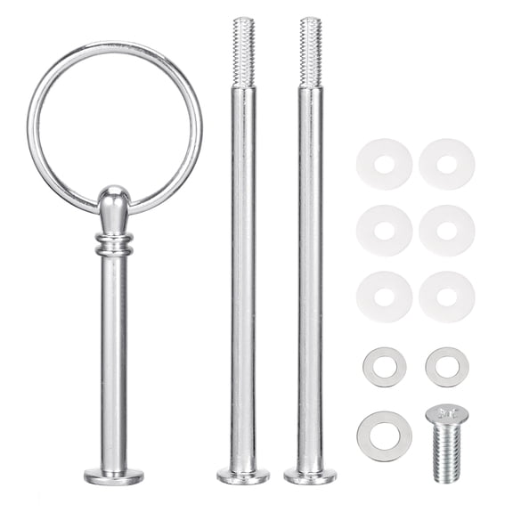 Uxcell 2 Sets Cake Tray Stand Handle Plate Hardware Fitting, 3-Tiers Round Silver